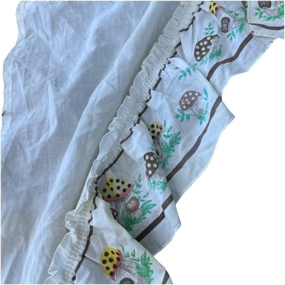 1970S Sears Merry Mushroom Curtain Ruffle Valance Two Piece Set Mushroom Vintage